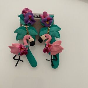 Nordstrom Vintage Tropical Flamingo Clip-On Earrings